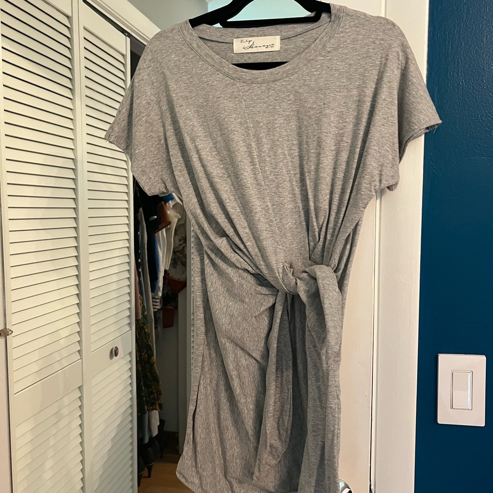 Vintage Havana Gray Knot Front Mini Dress